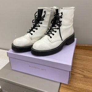 Madden Girl White Combat Boots